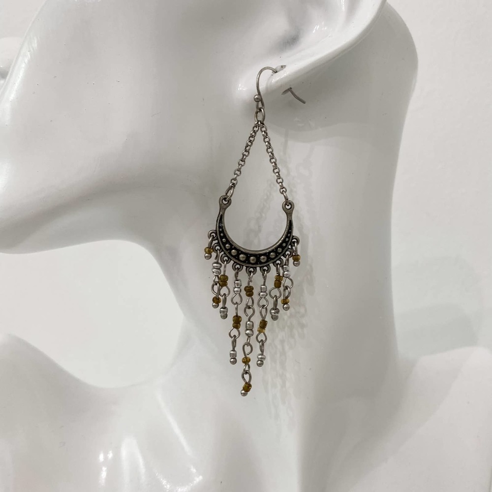 VTG Silver Half Moon Dangle Earrings